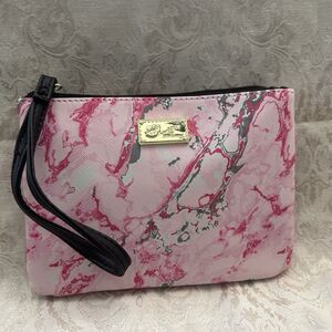 Betsey Johnson Small Marbled Pink Gray Small  Purse Wristlet Strap